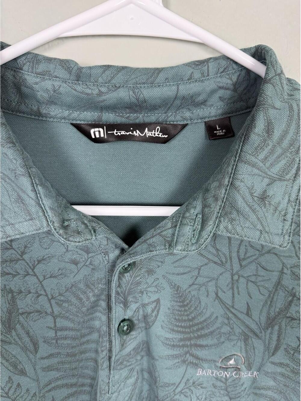 TravisMathew Barton Creek Golf Polo Shirt Green Botanical Men’s L - Picture 2 of 4